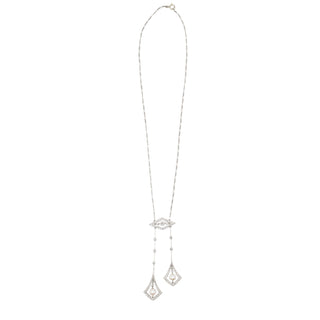 Belle Epoque Platinum Pearl & Diamond Lavalier Necklace