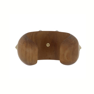 Vintage 1980s Trianon 18K Wood Cuff Bracelet with Pearls
