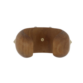 Vintage 1980s Trianon 18K Wood Cuff Bracelet with Pearls