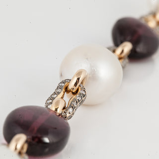 Estate Zorab 18K Gold South Sea Pearl & Tourmaline Pebble Bracelet
