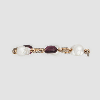 Estate Zorab 18K Gold South Sea Pearl & Tourmaline Pebble Bracelet