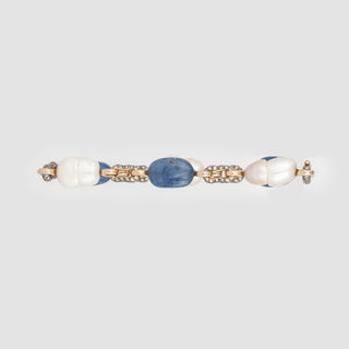 Estate Zorab 18K Gold South Sea Pearl & Sapphire Pebble Chain Bracelet