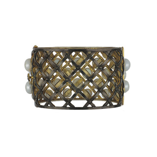 Maharaja Blackened Gold & Silver Bangle Bracelet with Diamond