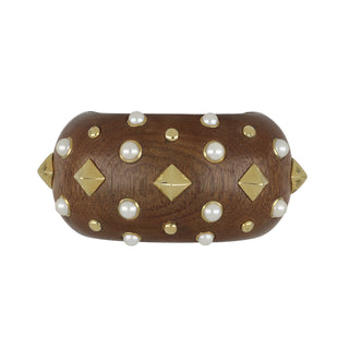 Estate Trianon 18K Wood Cuff Bracelet with Pearls