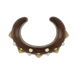 Estate Trianon 18K Wood Cuff Bracelet with Pearls
