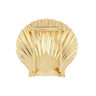 Retro 1940s Cartier 14K Gold Seashell Brooch with Pearl