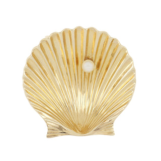 Retro 1940s Cartier 14K Gold Seashell Brooch with Pearl