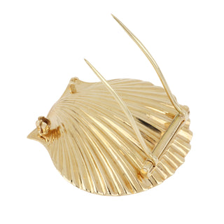 Retro 1940s Cartier 14K Gold Seashell Brooch with Pearl