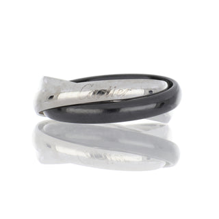 Estate Cartier 18K White Gold Ceramic Trinity Ring