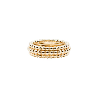 Estate Van Cleef & Arpels 18K Gold Perlee 3 Row Ring