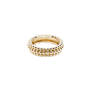 Estate Van Cleef & Arpels 18K Gold Perlee 3 Row Ring