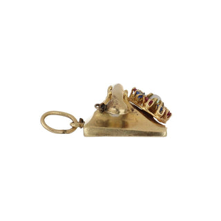 Vintage 14K Gold Gemset Rotary Telephone Charm