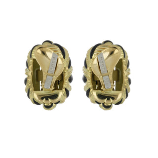 Vintage David Webb 18K Gold Black Enamel Triple Rope Earrings