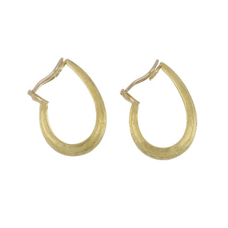 Estate Henry Dunay Sabi Finish 18K Gold "J" Hoop Earrings
