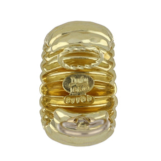 Estate Henry Dunay 18K Gold Faceted Wide Hoop Earrings