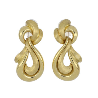 Estate Henry Dunay 18K Gold High Polish & Sabi Finish Doorknocker Earrings