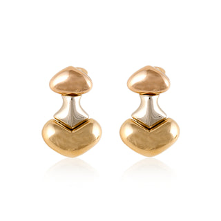 1990s Marina B Tri-Color 18K Gold Clip Earrings