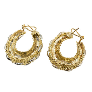 Vintage 1980s Tiffany & Co. 18K Gold Textured Hoop Earrings