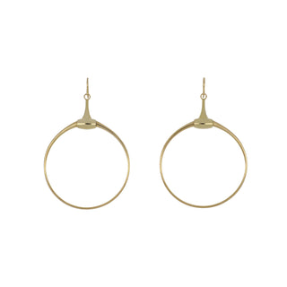 Estate Gucci 18K Gold Horse Bit Drop Circle Earrings