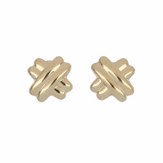 Vintage 1990s 14K Gold Crossover Clip Earrings
