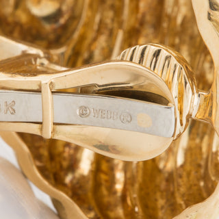 Estate David Webb 18K Gold Swirled Clip Earrings