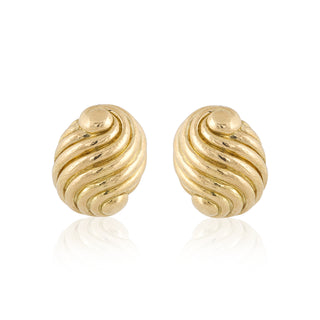 Estate David Webb 18K Gold Swirled Clip Earrings