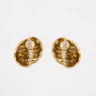 Estate David Webb 18K Gold Swirled Clip Earrings