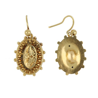 Victorian 18K Gold Oval Leaf Motif Earrings