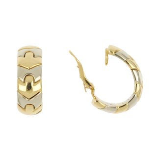 Estate Bulgari 18K Two-Tone Gold Alveare Hoop Earrings