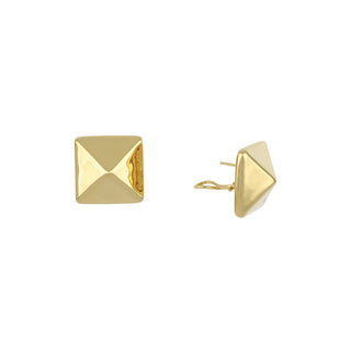 Antonio Papini 18K Gold Pyramid Clip Earrings