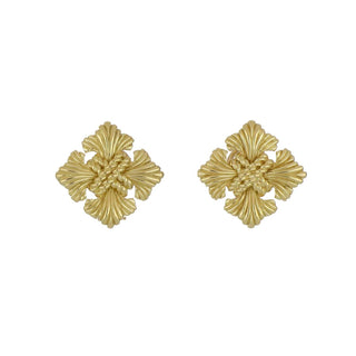 Vintage 1990s 18K Gold Maltese Cross Earrings