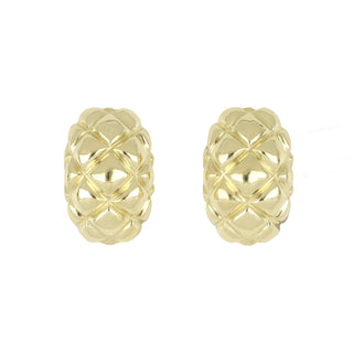 Estate Mazza 18K Gold Quilted Hoop Earrings