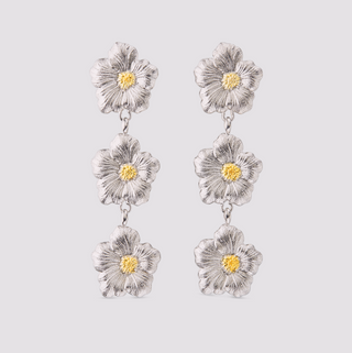Buccellati Sterling Silver Gardenia Triple Drop Earrings