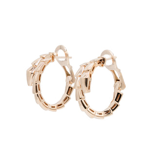 Estate Bulgari 18K Rose Gold Serpenti Viper Hoop Earrings