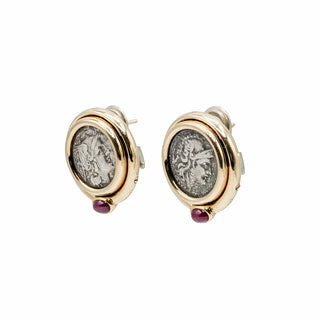 Vintage Bulgari 18K Gold Quinarius Ancient Coin Earrings