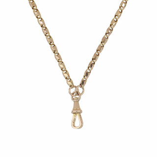 Edwardian 9K Gold Fancy Link Longuard Necklace