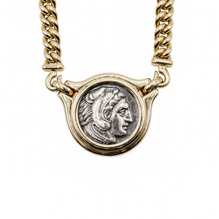 Vintage Bulgari 18K Gold Alexander The Great Ancient Coin Necklace