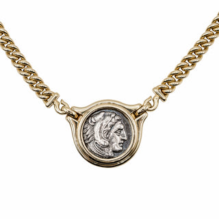 Vintage Bulgari 18K Gold Alexander The Great Ancient Coin Necklace