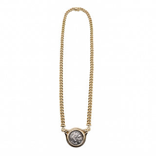 Vintage Bulgari 18K Gold Alexander The Great Ancient Coin Necklace