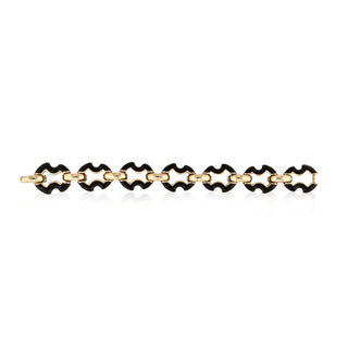Vintage David Webb 18K Gold Black Enamel Open Link Bracelet