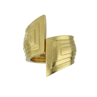 Estate David Webb 18K Gold Ancient World Step Cuff Bracelet