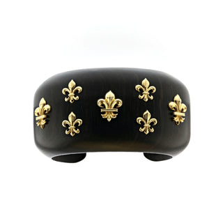 Estate Trianon 18K Fleur-de-Lis Ebony Cuff Bracelet
