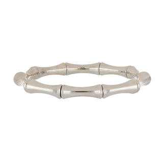 Estate Gucci 18K White Gold Stretch Bamboo Bracelet