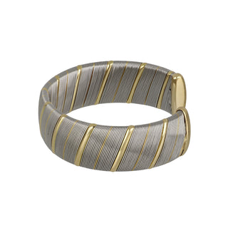 Vintage Cartier Steel and Gold Wide Cuff Bracelet