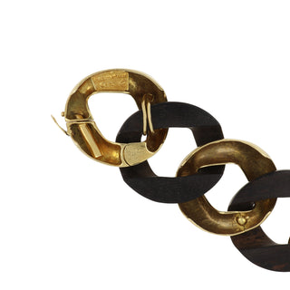 Vintage 1990s Seaman Schepps 18K Classic Large Link Bracelet in Wood