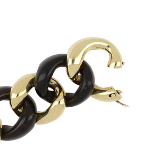 Vintage 1990s Seaman Schepps 18K Classic Large Link Bracelet in Wood
