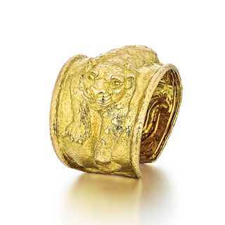 Estate David Webb 18K Gold Repousse Leopard Cuff