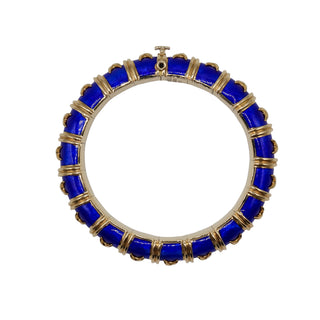 Vintage Tiffany & Co. 18K Gold Jean Schlumberger Blue Vitreous Paillonné Enamel Bangle