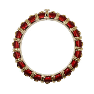 Vintage Tiffany & Co. 18K Gold Jean Schlumberger Red Vitreous Paillonné Enamel Bangle