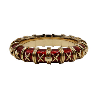 Vintage Tiffany & Co. 18K Gold Jean Schlumberger Red Vitreous Paillonné Enamel Bangle